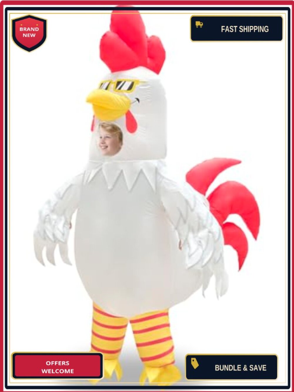 Kids Inflatable Rooster Costume with Sunglasses Full Body Blow Up for Halloween